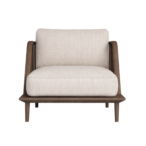 Fauteuil lounge Nara, fabriqué en bois brun intense, de style japonais authentique, idéal pour un espace hôtelier élégant, mesurant 800x800x750. - Product Image 1