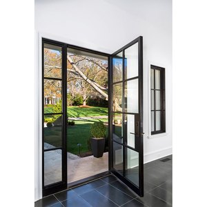 Cổ điển màu đen kính bên ngoài khung mỏng cửa sắt thép phong cách tối giản kính cửa ra vào phía trước cho ngôi nhà - Product Image 6