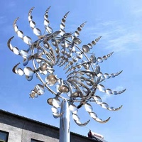 Sculpture décorative de jardin extérieure : éolienne cinétique rotative en acier inoxydable, colorée et traditionnelle, avec éclairage LED