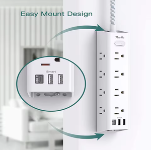 Regleta de Enchufes Power Max de 12 Tomas con Cable Trenzado de Carga Inteligente USB-C y Diseño Montable para Oficina en Casa - Product Image 5