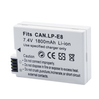 Batería LP-E8 de 1800mAh Totalmente Decodificada para Canon EOS 550D 600D 700D con Certificación CE RoHS en Stock, Garantía de 12 Meses, Nueva