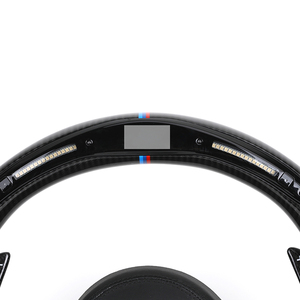 Volante Deportivo Personalizado de Fibra de Carbono Negra con LED y Rayas Rojas y Azules para <span class=keywords><strong>BMW</strong></span> M F10 E71 E70 F30 X3 M3 F15 F80 M4 X1 - Product Image 3