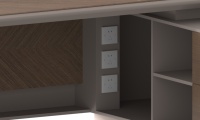Escritorio de Gerente de Madera Sólida Moderna de Calidad Premium Personalizado, Muebles de Oficina de Lujo, Diseño Modular, Caja de Cables Oculta, Alimentación Integrada