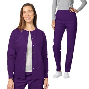Women Long Sleeve <b>Scrub</b> Set Moisture Wicking Split Uniform Hospital Workwear For Nurses Doctors Professionals - Product Image 5