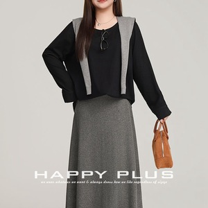 ชุดสามชิ้นสำหรับผู้หญิงแฮปปี้ พลัสสีทึบแต่งลูกไม้ถักนิตติ้งขนาดพลัสชุดลำลองฤดูใบไม้ผลิ N9102 1 - Product Image 5