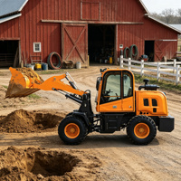 Mini Loader Terlaris untuk Konstruksi Pertanian, Pemindahan Tanah, Wheel Loader Hidrolik Portabel 4 Roda Penggerak