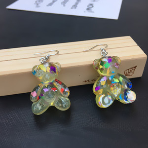 2025 nouvelle haute qualité mignon mode mignon Adorable résine gommeux ours boucles d'oreilles Sequin gelée ours Clips sur boucles d'oreilles pour filles enfants - Product Image 6