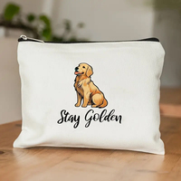 Trousse de maquillage personnalisée avec motif Golden Retriever, sac de rangement de voyage pour articles de toilette, pochette cosmétique, cadeau pour enterrement de vie de jeune fille