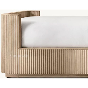 <span class=keywords><strong>Lit</strong></span> contemporain à panneaux cannelés avec coins arrondis et tête de <span class=keywords><strong>lit</strong></span> aspect lin - un chef-d'œuvre moderne et écologique - Product Image 5