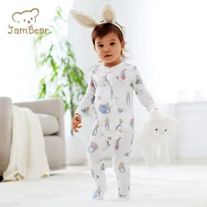 Детский хлопковый комбинезон с принтом кролика