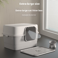 Bac à litière pour chat extra-large entièrement fermé en PP, anti-odeur et facile à nettoyer, empêche le suivi des excréments, anti-éclaboussures, tapis de toilette pour chat