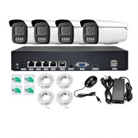 Système de caméra POE 4 canaux 4K Vision nocturne couleur intégrale Étanche IP66 Reconnaissance faciale Enregistreur NVR pour Magasins et Maisons Audio