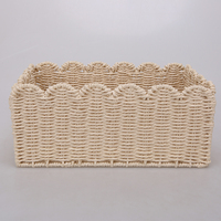 Panier de rangement en corde de papier décoratif à bord festonné rectangulaire, tissé à la main, pour le bureau, la salle de bain, les boîtes de rangement, le panier à fruits, l'organisateur