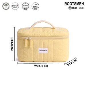 Trousse de Toilette Matelassée Jaune Beurre Grande Capacité avec Poignée Souple en Polycoton T/C Personnalisable Logo OEM - Product Image 5