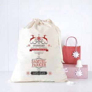 Bolsas de Regalo Personalizadas de Algodón Liso con Cordón, Bolsas de Lona Grandes con Diseño de Unicornio para Sublimación, Bolsa de Santa Claus para Navidad 2021 - Product Image 4