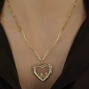 Großhandel 18K Gold Kupfer Öffnungsfähiger Unregelmäßiger Herz-Quadrat-Medaillon-Anhänger, Hohler DIY Öffnungsfähiger Halsketten-Anhänger, Individueller Charm - Product Image 2