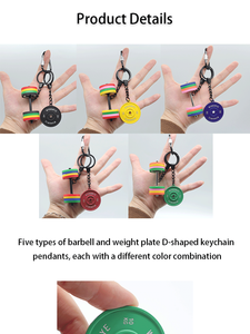 Portachiavi da palestra fai da te con design a bilanciere in gomma, personalizzabile con sublimazione, a forma di bilanciere o manubrio, ideale come regalo - Product Image 4