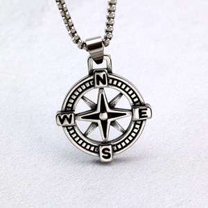 Collar con Colgante de Brújula de Acero Inoxidable para Hombre, Diseño de Estrella Náutica, Joyería de Regalo - Product Image 2