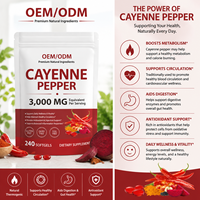 Compléments alimentaires en gélules de piment de Cayenne halal, marque privée, 240 unités, pour le soutien antioxydant et la digestion