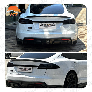 Aileron de pare-chocs arrière V Style en fibre de carbone mate noire pour Tesla Model S Model S <span class=keywords><strong>Plaid</strong></span> - Product Image 5
