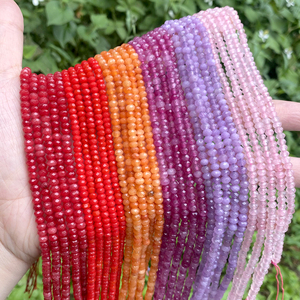 Perles AsVrai U 3x4mm en Agate Rouge Naturelle Facettée, Tourmaline et Quartz Rose pour la Fabrication de Bijoux DIY Bracelets Colliers Accessoires - Product Image 2