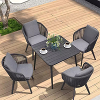 Ensemble de meubles de jardin personnalisés ensemble table et chaises de tissage en corde pour l'extérieur table cadre en aluminium pour restaurant