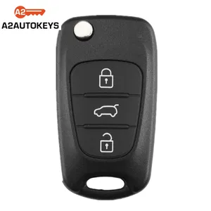 10X A2AUTOKEYS 3 düğmeler Kia Sportage K2 K5 için araba anahtarı kabuk Hyundai Ix35 IX30 Accent IX20 Flip katlanır uzaktan anahtar durumda TOY40