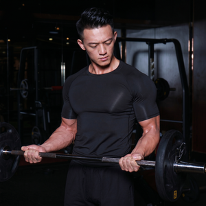 T-shirt de sport pour homme à col montant, coupe musclée, avec bordure contrastante, élastique et respirant, pour la gym, le fitness et la course à pied, vente en gros - Product Image 3