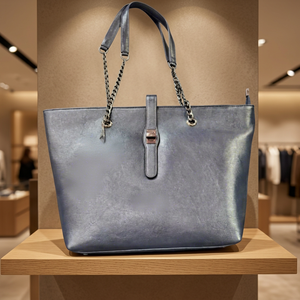 Sac à main BS INTERNATIONAL en cuir véritable brun naturel, style européen, fermeture à glissière, bandoulière amovible, imperméable - Product Image 1