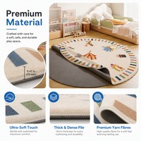 Tapis rond amovible et lavable pour enfants, motif cirque, tapis de jeu détachable pour chambre d'enfant