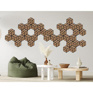 12 pièces panneaux acoustiques auto-adhésifs <span class=keywords><strong>de</strong></span> conception hexagonale moderne insonorisés en <span class=keywords><strong>bois</strong></span> haute densité pour absorbant le bruit <span class=keywords><strong>de</strong></span> l'hôtel - Product Image 6