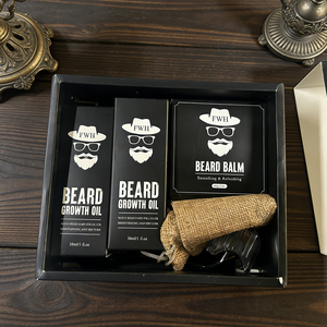 Kit de Cuidado de Barba Vegano para Hombre, Set 6 en 1 con Aceites Doble Acción para Engrosar, Bálsamo Estilizador, <span class=keywords><strong>Derma</strong></span> Roller y Peine, con Bolsa |   Empaque OEM para el Crecimiento del Cabello - Product Image 4