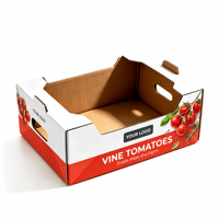 Anpassbare grüne Tomaten-Gemüsekiste mit Vollfarbdruck, stapelbare Wellpappbox mit Tragegriff für den Bauernhofstand