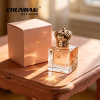 Fournisseur et fabricant de luxe, flacon de parfum cylindrique de 50 ml avec bouchon couronne, boîte personnalisée
