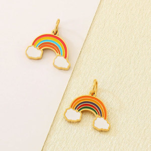 Custom DIY 14k 18k PVD Gold Plated Jewelry 316L Stainless Steel <b>Bracelet</b> Kawaii Bulk <b>Rainbow</b> Charms for <b>Bracelet</b> Necklace - Product Image 2
