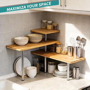 Étagère <span class=keywords><strong>d</strong></span>'<span class=keywords><strong>angle</strong></span> réglable en bambou à 3 niveaux pour comptoir - Product Image 2