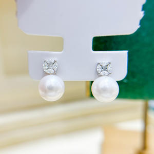 Pendientes de Plata S925 con Cuentas de 9-13 mm, Accesorios de Perlas para DIY, Soporte con Separación de Colores de Moda, Hebilla de Oreja Chapada 22123 - Product Image 2