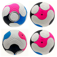 Nouveau style de ballon de football en PU thermocollé sans couture, taille 5, rose, bleu, noir, couleurs contrastées, pour matchs et entraînements d'adultes