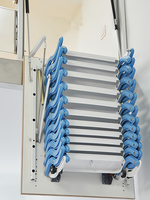 Nouvelle échelle télescopique manuelle portable en alliage d'aluminium avec main courante, escalier de grenier, hauteur extensible 3,5 m, charge 500 kg