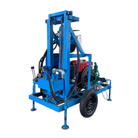 Machine de forage de puits hydraulique portable sur châssis mobile avec moteur diesel FY, profondeur maximale de 200 m. Plateforme de forage de puits d'eau 380V