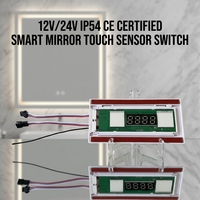 Interrupteur à capteur tactile, contrôleur de variateur à deux boutons avec affichage de l'heure et de la température, 12V pour miroir de salle de bain intelligent à LED