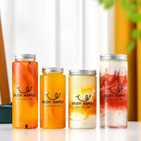 Bouteilles de jus personnalisées en plastique pour boissons froides Récipients réutilisables transparents Bouteilles de thé à bulles Bouteilles de jus en plastique vides