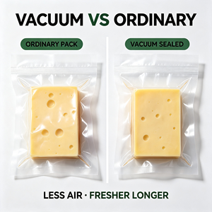 Sac sous vide de qualité alimentaire, pochette à trois soudures latérales, sac transparent pour l'emballage du fromage, conservation de la fraîcheur des produits laitiers - Product Image 4