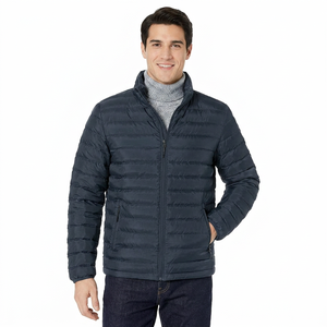 Men's Thick Black Quilted <b>Puffer</b> <b>Jacket</b> with Windbreaker and Padded Hood Winter Canvas Fabric - Product Image 1