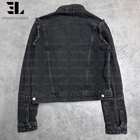 Veste Bomber en Jean Délavé Style Napoléon LARSUR, Coupe Slim, Col Montant, pour Moto, Veste Hussar en Jean Court