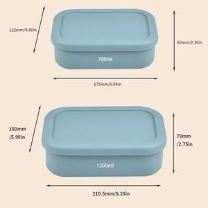 Custom 700ml 1300ml Eco Friendly Bpa Free Food Grade Compartment Food Storage Container Snack Lunchbox Silicone Bento Lunch Box - Product Image 2