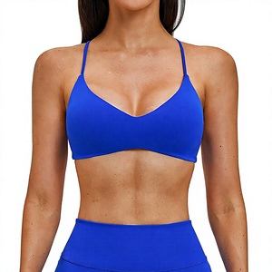 Reggiseno sportivo da donna transfrontaliero in Spandex/Nylon traspirante, a supporto medio, tinta unita, con schiena arricciata e supporto lombare, senza spalline regolabili - Product Image 1