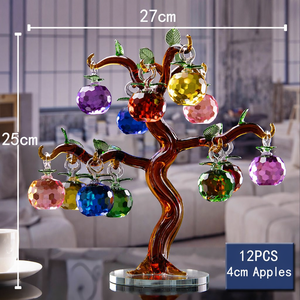 Statue Pomme en Cristal Plaqué Or, Symbole <span class=keywords><strong>de</strong></span> Richesse et d'Abondance, Cadeau d'Affaires Porte-Bonheur, Décoration <span class=keywords><strong>de</strong></span> Cérémonie, Cadeau pour Chef - Product Image 6