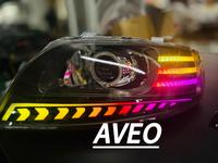 Phares LED RGB Angel Eye pour AVEO GT ACTIVO / AVEO Emotion, Phares de Voiture à Couleur Personnalisable, Ensemble de Phares Améliorés