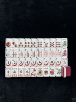 Jeu de Mahjong américain de 160 tuiles, rouge et or, avec motifs Yin Yang et Crane One Bam